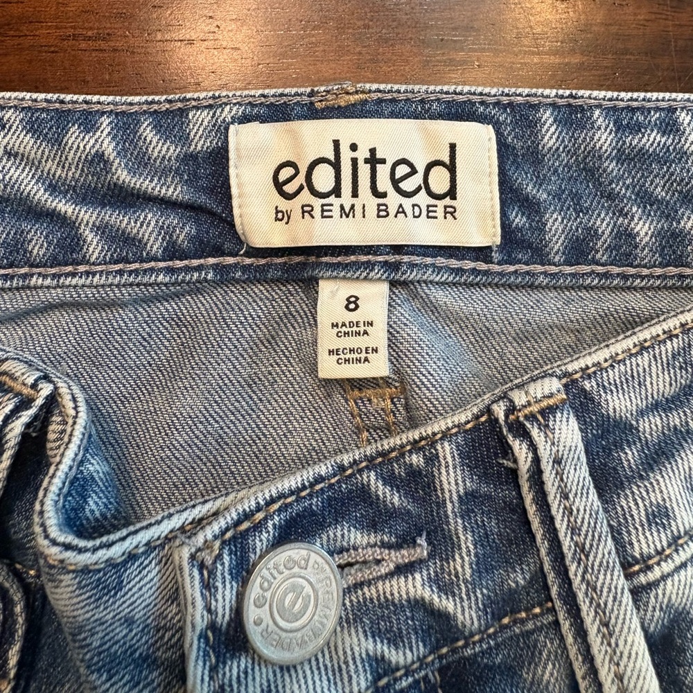 New Edited Blue Light Wash Denim Skirt size 8 - Picture 2 of 8